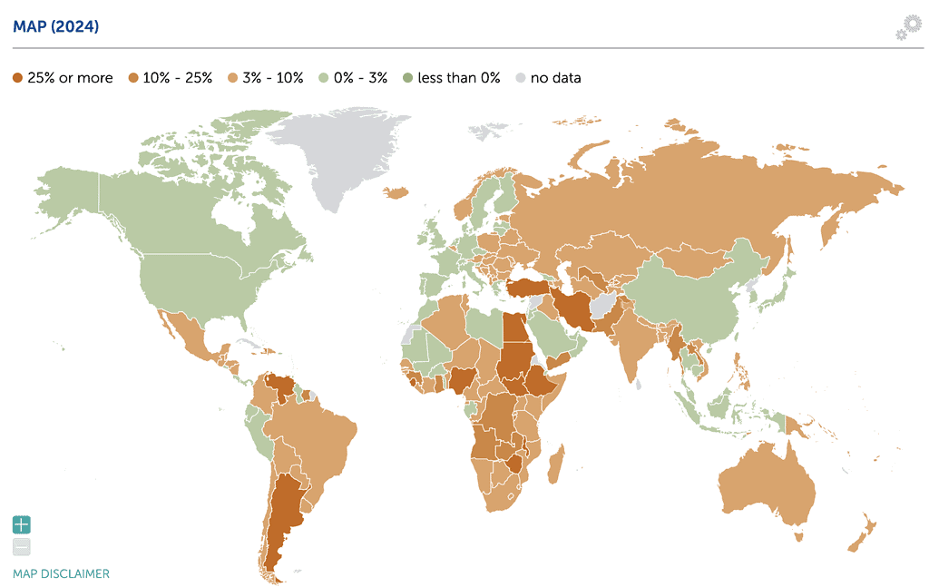 Inflation rates across the globe